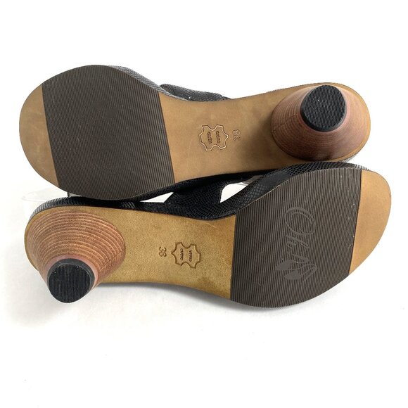 Oh! Healthy Heals Strappy Comfort High Heel Sandals Reptile Womens 38 - Picture 7 of 13